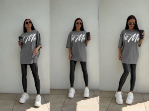 Tuniko sukienka t-shirt COLA – szara by me 