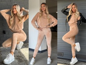 Komplet milano welur  beżowy 