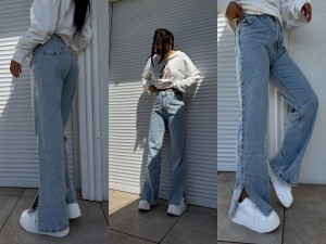 Jeansy MOM FIT FLARED – dark jeans by me 