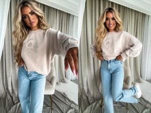 Dekatyzowana bluza QUEEN – jasny beż by me  