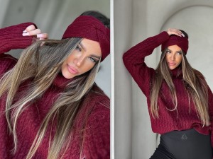 Sweter golf INKO – bordowy by me    