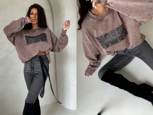 Dekatyzowana bluza KORONKA – ciemny beż by me 