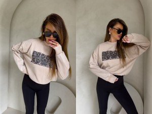 Dekatyzowana bluza KORONKA – jasny beż by me 