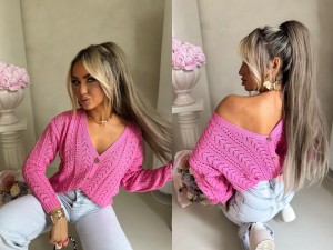 Sweter WOOD – ciemny róż by me 