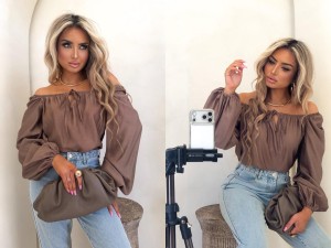 Bluzka LAURA – brązowa by me 