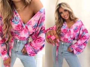 Bluzka KAIRA print róża – fuksja by me 