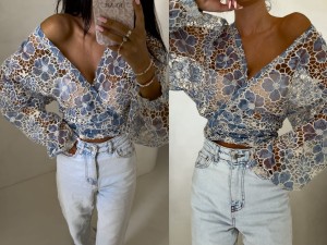 Kimono AŻUROWE – niebieski by me 