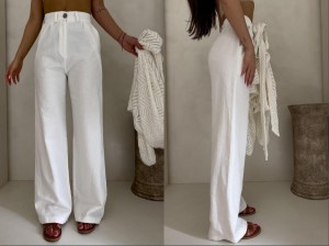 Spodnie SIMPLE bawełna – ecru by me 