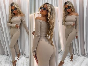 Legginsy Gold Stripe La monne beżowe 