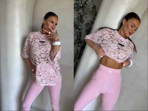 Bluzka MARMARIS koronka welur – różowa by me 