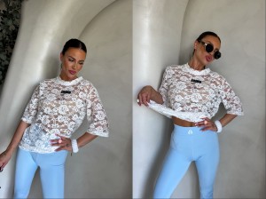 Bluzka MARMARIS koronka welur – ecru by me 