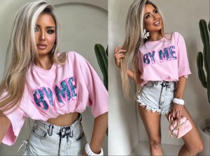 T-shirt BY ME jeans – różowy by me 
