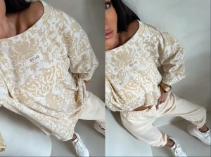 Bluzka MARMARIS print ornament brokat – waniliowy by me 