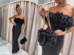 Sukienka ROSE La monne z torebką  czarna 