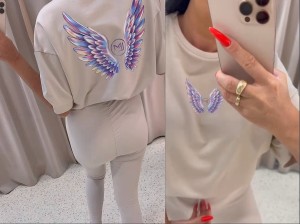 T-shirt FLY La monne  beżowy 