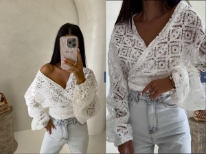 Kimono AŻUROWE romby – ecru by me 
