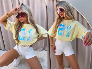 T-shirt GLAM La monne  żółty 