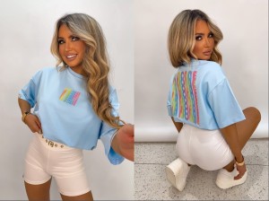 T-shirt LETTERS La monne  baby blue 
