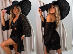Narzutka kimono Boho La monne   czarna 