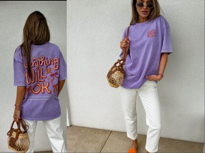 Dekatyzowany t-shirt WILL BE OK – lila by me 
