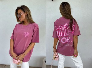 Dekatyzowany t-shirt WILL BE OK – brudny róż by me 