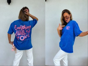 Dekatyzowany t-shirt WILL BE OK – chabrowy by me 