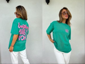 Dekatyzowany t-shirt WILL BE OK – jasny zielony by me 