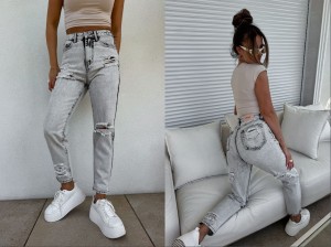 Jeansy MOM FIT PREMIUM – szare by me 