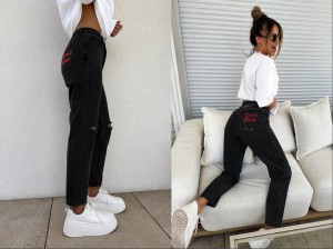 Jeansy MOM FIT DON’T TOUCH – czarne by me 