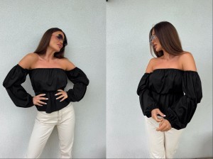 Bluzka hiszpanka VELVET – czarna by me 