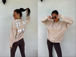 Dekatyzowana bluza HAPPY 77 – jasny beż by me 