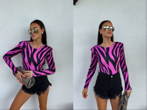 Bluzka ZOE print ribs – fuksja by me 