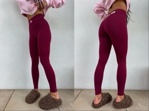 Legginsy GYM White Logo – bordowe by me 