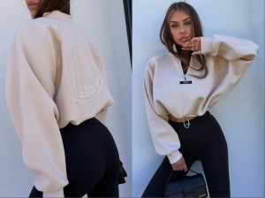 Bluza logotype ZIP La coca  beżowa 