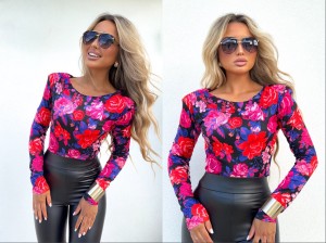 Bluzka ZOE print kwiaty – fuksja by me 