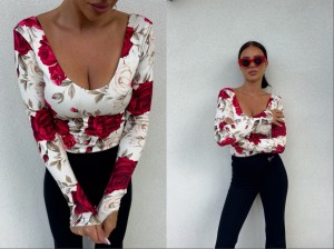 Bluzka VENEZIA print rose – ecru by me 