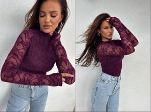 Bluzka SKIN velvet – śliwka by me 