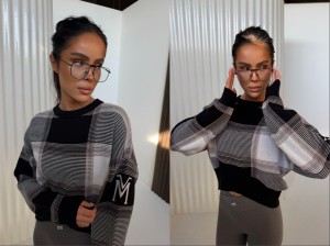 Sweter PLAID czarny La Manuel 