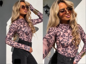Bluzka SKIN print pantera – mokka